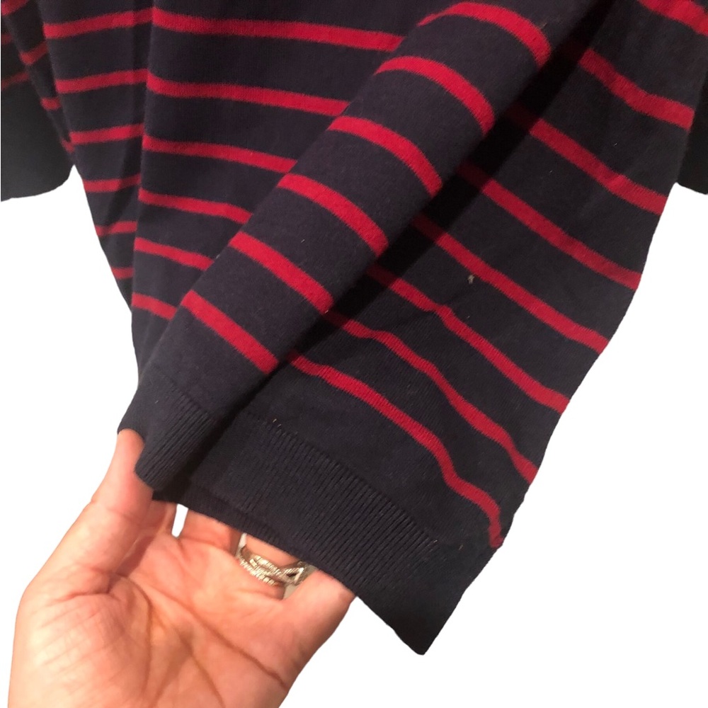 New 46” hip/waist Stretch Talbots pink red navy 3/4 sleeve sweater Women’s - Picture 8 of 9